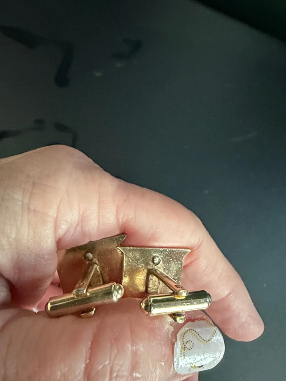 Vintage‎ Gold Fleur-de-Lis Shield Cuff links